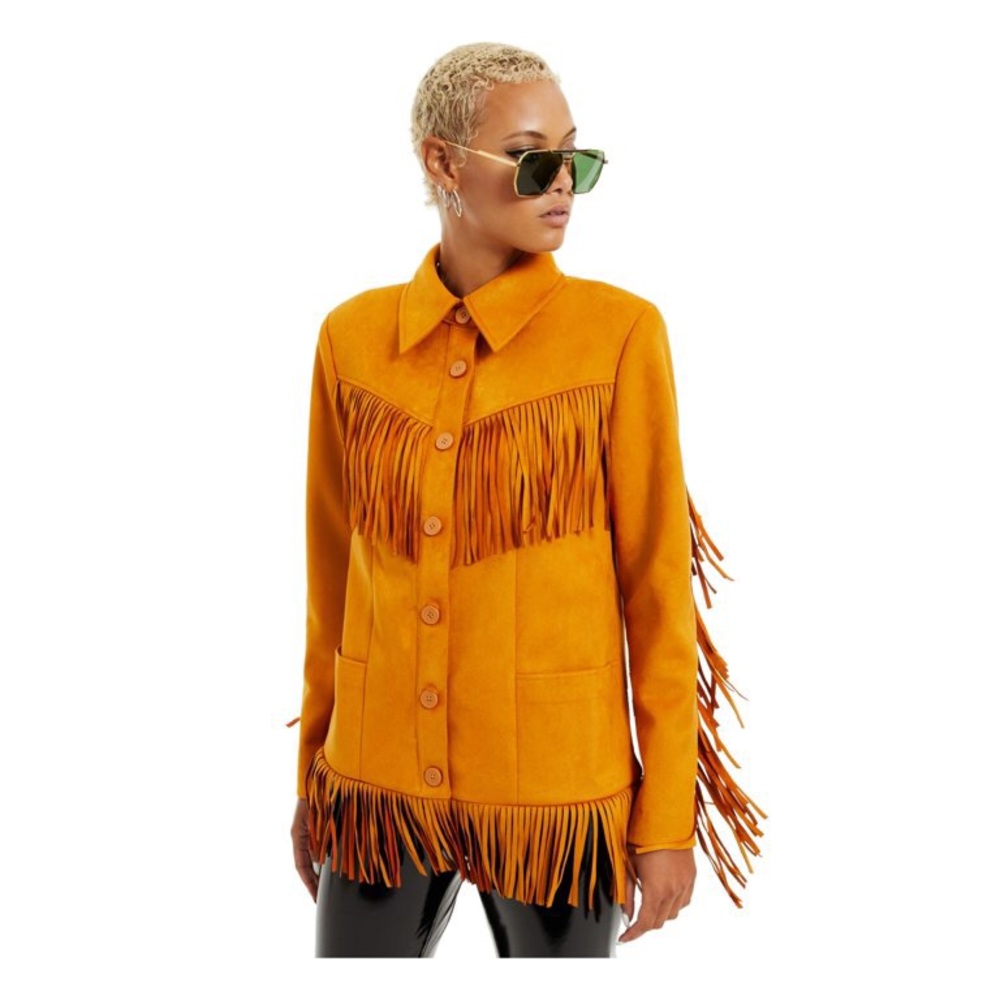 DANIELLE BERNSTEIN Womens Gold Button Down Jacket Size: M